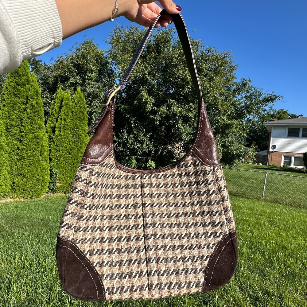 COACH Houndstooth Wool Suede Tweed Shoulder Bag 2006 (EUC) 10279